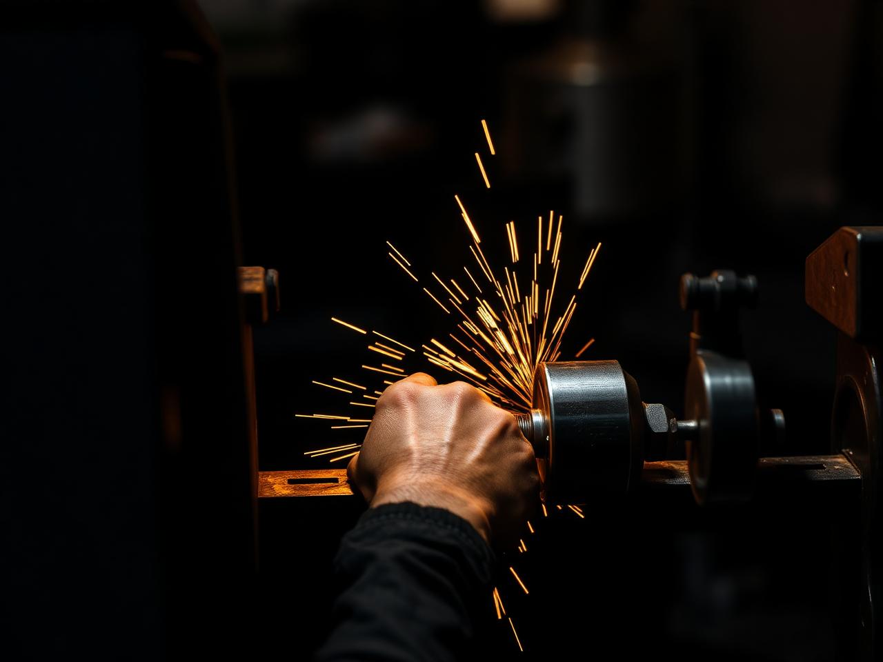 Machinist working at lathe in JRob shop