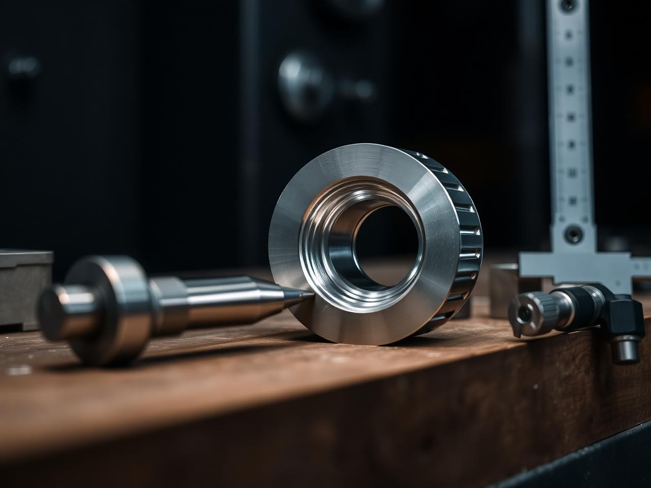 Machined precision part with calipers